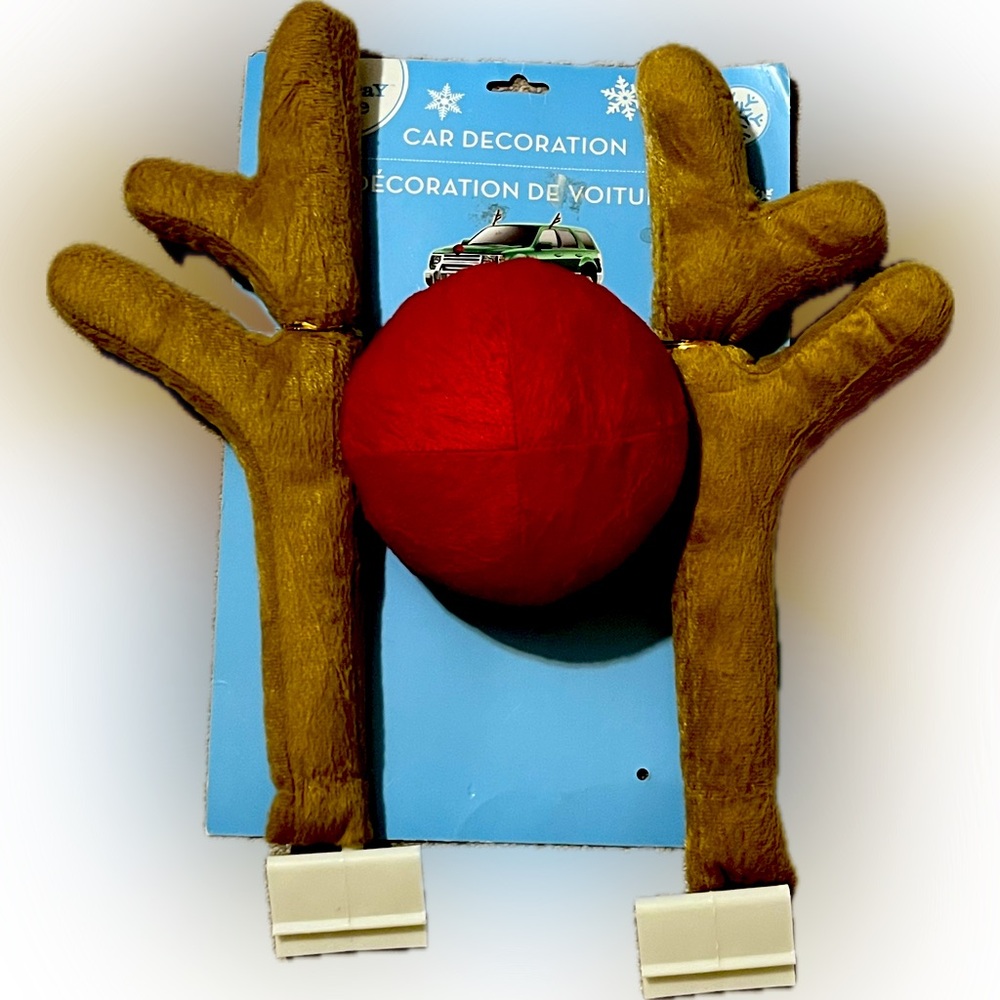 Holiday Style Car Decoration - Reindeer Antlers & Nose Set